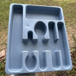 Vintage Plastic Blue Utensil Organizer Silverware Drawer Holder 11.5"x14"